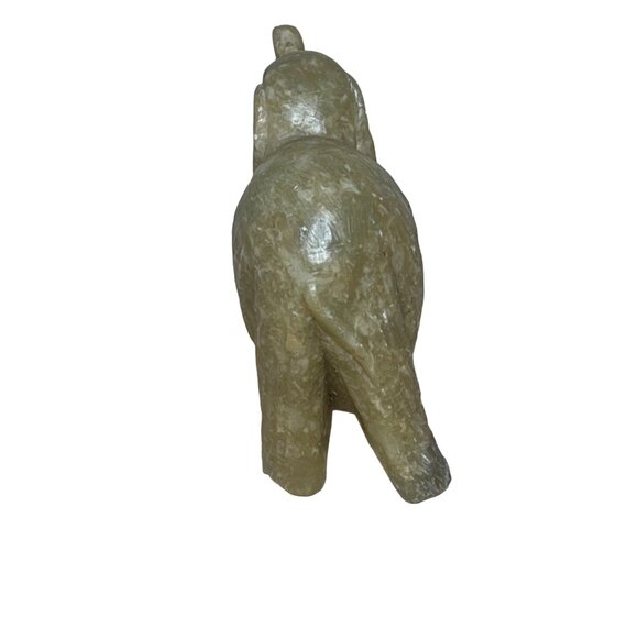 Vintage Chinese Hand-Carved Stone Elephant Trunk Up Beige 3" - Picture 4 of 7